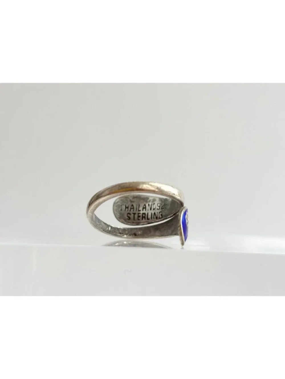 Cloissone Enameled Floral Made Wrap Sterling Silver 925 Vintage Ring - sz 4